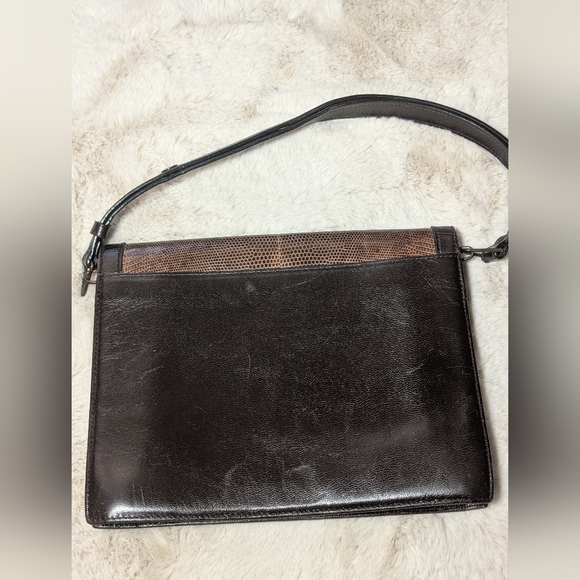 Ysl Yves Saint Laurent vintage Lizard Shoulder Bag Brown - Picture 2 of 8